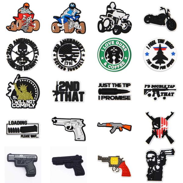 

uzi rifle pistol gun croc charms shoes decorations for adults women men shoe charms accessories buckle decor party gifts, White;pink