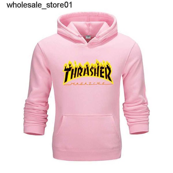 

men's hoodies designer sweatshirts thrasher loose casual sweater lovers' fashion brand streetwear loose hoodie, Black