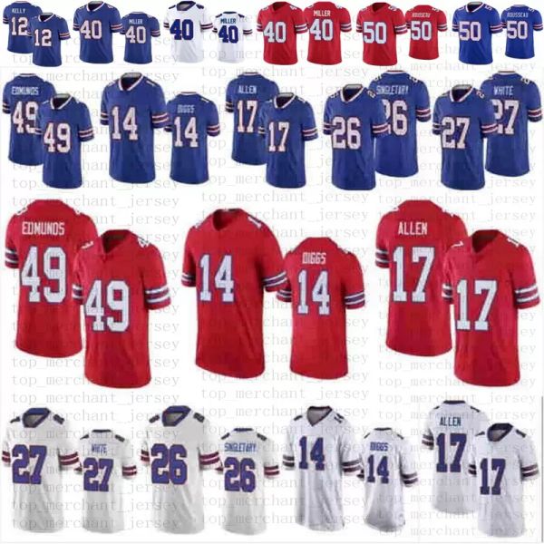 

custom custom mens womens kids/youth josh stefon 17 allen 14 diggs football tremaine 40 von miller 49 edmunds devin 26 singletary white jim, Black;red