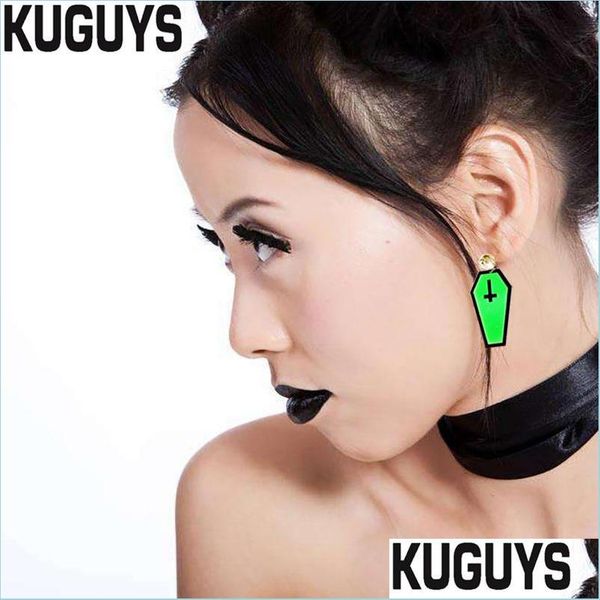 

dangle chandelier halloween jewelry green cross coffin dangle earrings for women fashion acrylic accessories drop delivery 2022 dh0iu, Silver