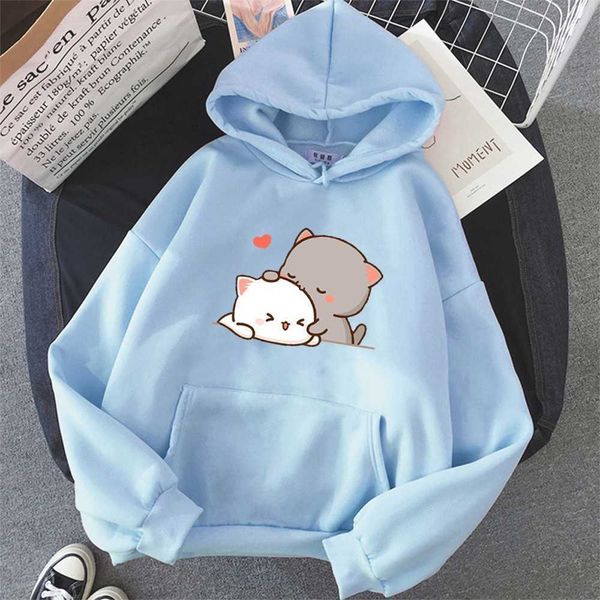 

aesthetic cartoon luxury peach cat kawaii clothing designer hoodie 2021 cute pink sweatshirt women brand print hoody warm, Black