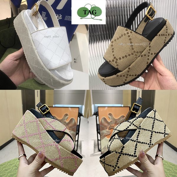 

designer platform women sandals slippers slide luxury flat high heels flip flops shoes embroidered platform rubber sandal leather shoal for, Black