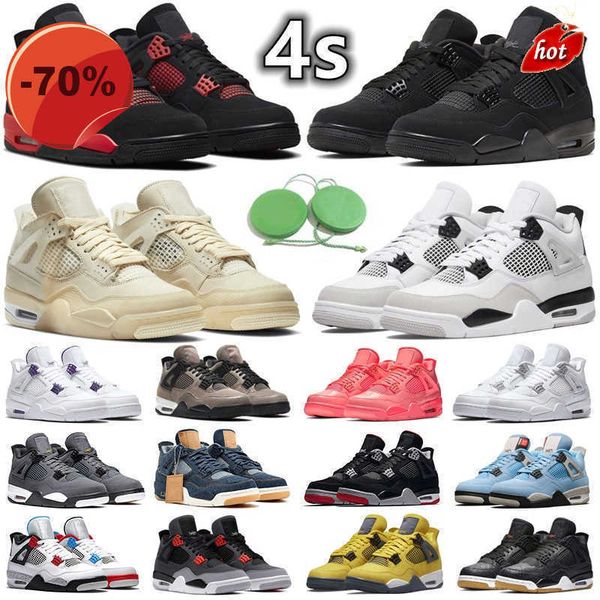 

4 4s men women basketball shoes sneaker military black cat red thunder white oreo unc blue sail metallic lightning bred grey infrared mens