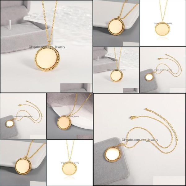 

chains chains minimalism gold color disc coin necklaces pendants for women fashion jewelry stainless steel geometry round necklace c dhc0f, Silver