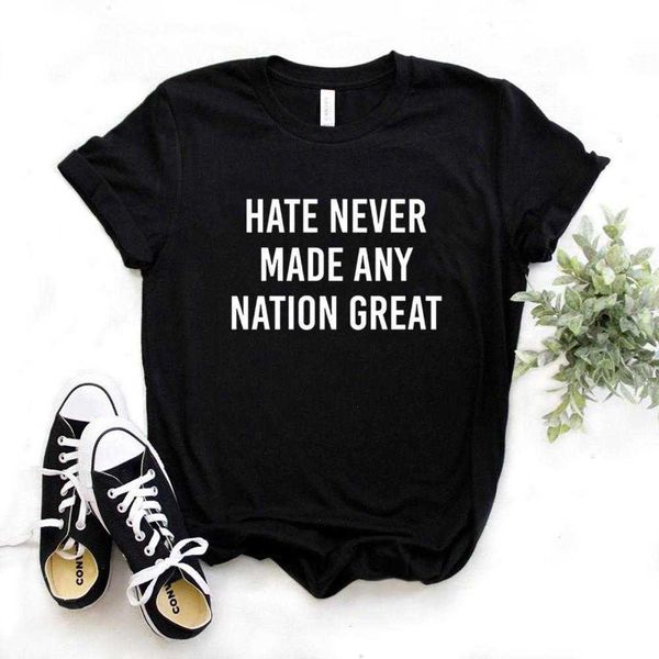 

hate never made any nation t shirt print tshirts casual funny for lady tee, White