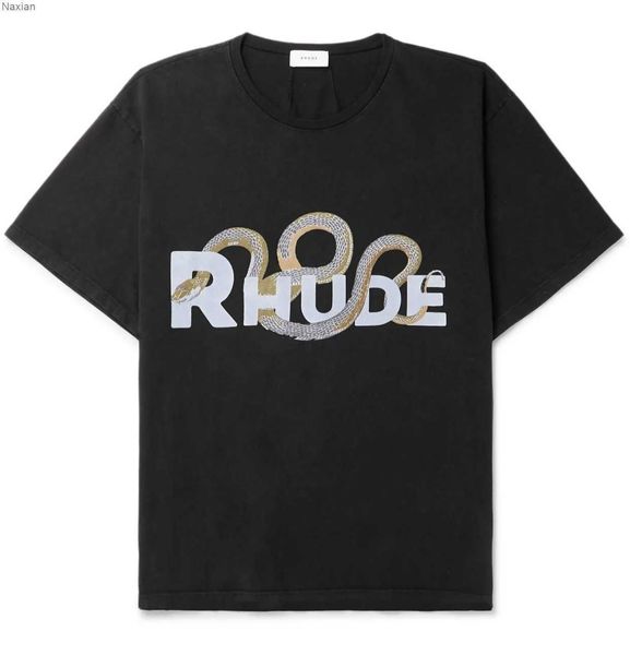 Horse RHUDE Tshirt Men Women High Quality Vintage Rhude Tee Make Old Washed Oversize Tops Short SleeveGM OLH