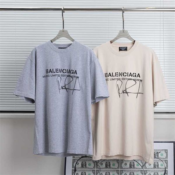 

designer balencaigass mens t-shirts correct version 2022ss spring and summer new trend paris designer signature versatile short sleeve tshir, White;black