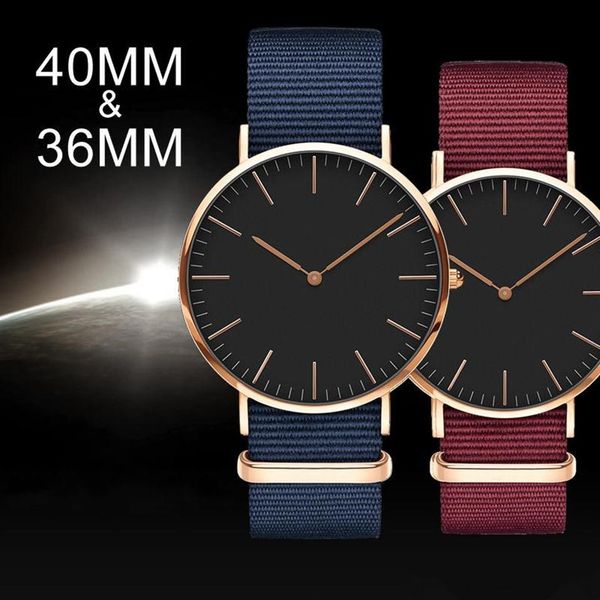 

2022 new mens womens watch d&w quartz fashion casual watches daniels nylon strap clock250z, Slivery;brown
