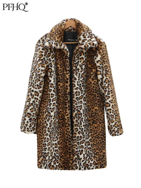 

men's fur faux fur pfhq 2022 mens leopard print faux fur long coat fashion casual vintage big size loose warm elegant trendy winter new, Black