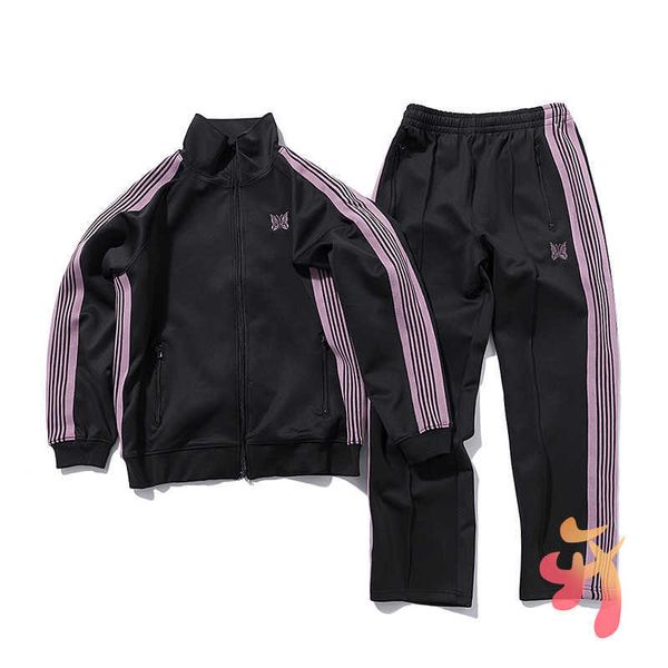 

awge needles rocky pants oversize men's women's sportswear butterfly embroidery awge sweatshirt track sweatpants, Black