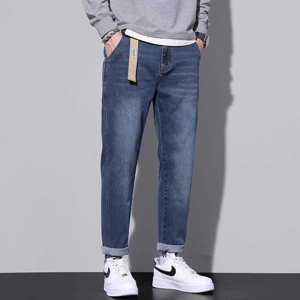 

jeans men's elastic autumn 2022 new casual long pants slim spring and autumn, Blue