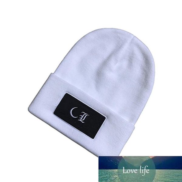 

korean trendy new woolen ch autumn and winter hat men's pullover keep warm street couple black and white cross embroidery knitted 340q, Blue;gray