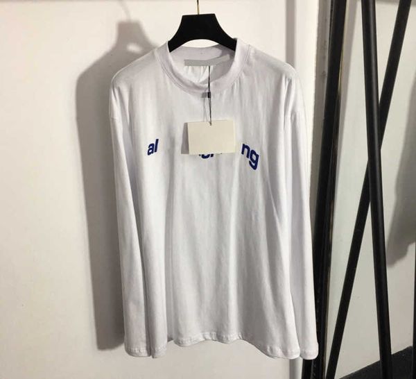 

womens t-shirts chest wavy letter print long sleeve t-shirt jumper high stretch breathable fabric crew neck undershirt simple designer wome, White