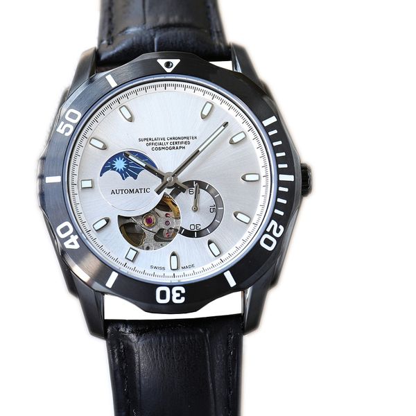 

men's watch full automatic core tourbillon design 42mm 316 fine steel metal super mirror wristwatches, Slivery;brown