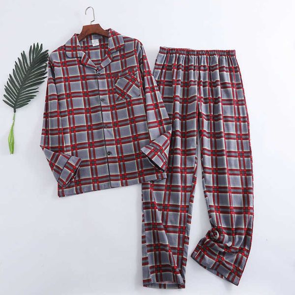 

men's sleepwear plaid design multi colors warm cotton flannel long-sleeved trousers pajamas for men autumn and winter homewear sleepwea, Black;brown