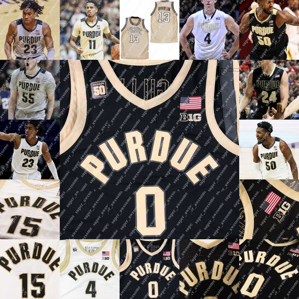 

college basketball wears ncaa purdue boilermakers basketball jersey jaden ivey zach edey brandon newman mason gillis ethan morton fletcher l, Black