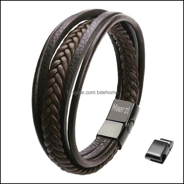 

charm bracelets charm bracelets mens bracelet leather magnetic stainless steel clasp wrap gen amqxb drop delivery 2022 jewelry otx6w, Golden;silver