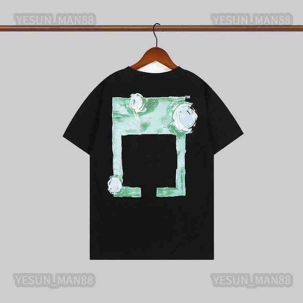 

designer luxury spring summer off classic green graffiti printed t shirt fashion mens and womens short sleeves white black tee