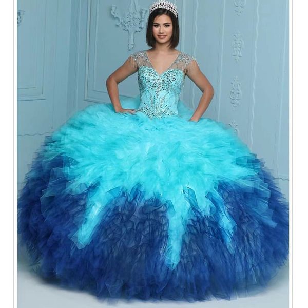 

pink blue quinceanera dresses for sweet 16 girls beads sequined princess ball gown birthday party prom dress vestidos de 15 anos, Blue;red