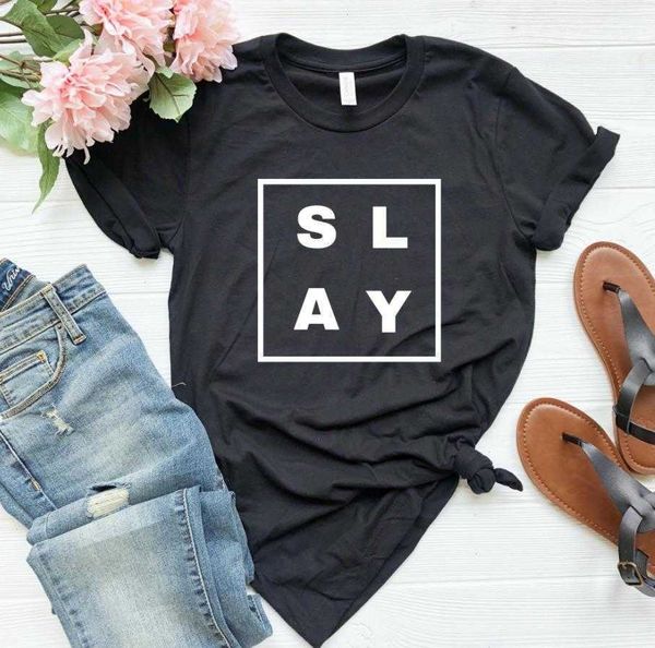 

slay women casual tee hipster funny t-shirt for lady yong girl drop ship zy-225, White