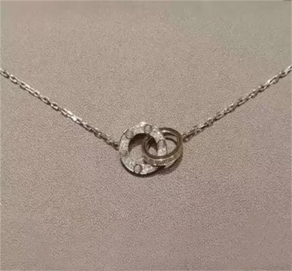 

fashion necklace jewelry men women double ring full cz two rows diamond octagonal screw cap couple gift6161323, Silver