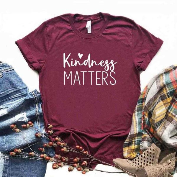 

kindness matters print women tshirts casual funny t shirt for lady tee, White