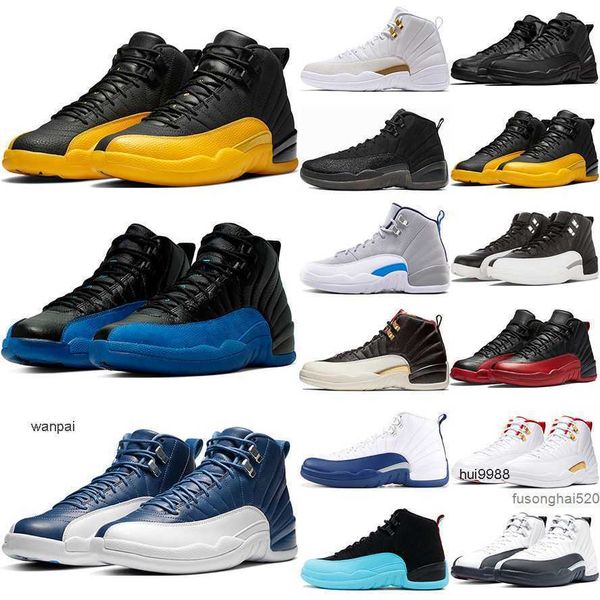 

2023 jumpman 12 12s mens basketball shoes reverse flu game ball fiba dark concord taxi university gold mens sports trainers sneakers shoe og, Black
