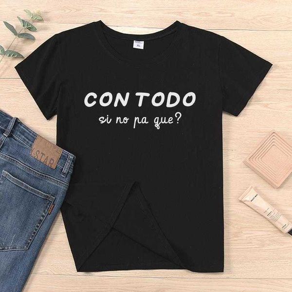 

spanish camiseta de mujer tee fashion women t-shirts clothes letter print shirt, White