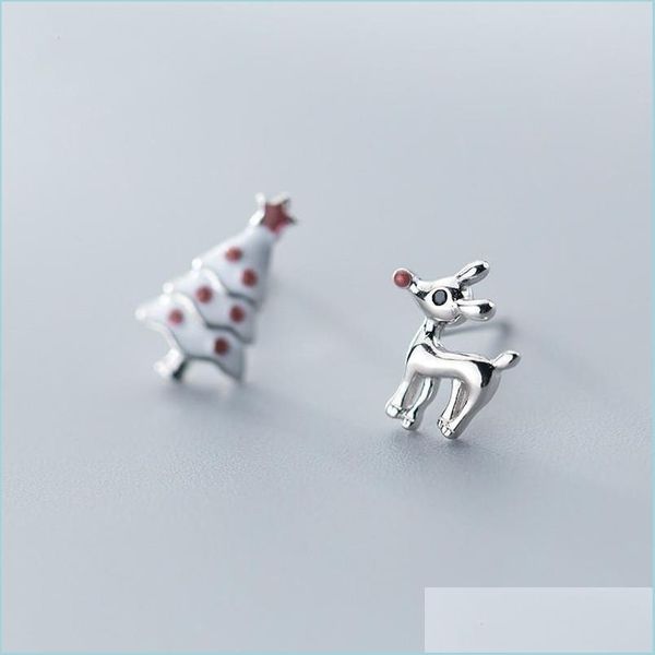 

stud stud 925 sterling sier elk deer christmas tree gift earrings for women girls kids contracted fashion drop delivery 2022 jewelry dhqvk, Golden;silver