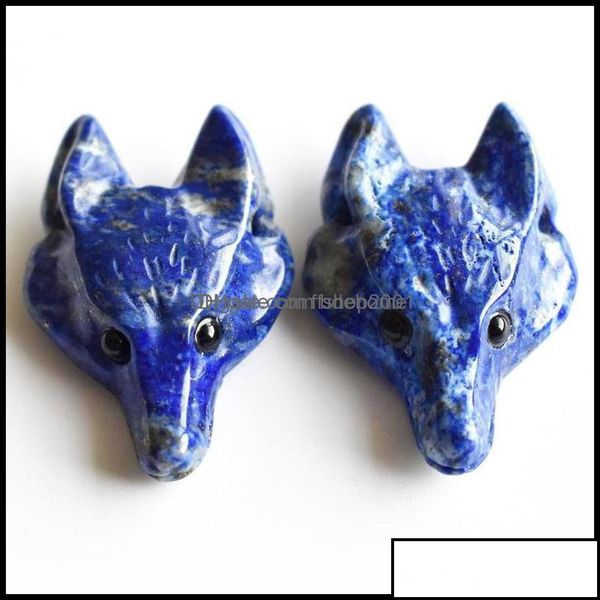

pendant necklaces pendant necklaces pendants jewelry wholesale 2pcs/lot fashion natural lapis lazi carved wolf head shap dheu4 drop ot3un, Silver