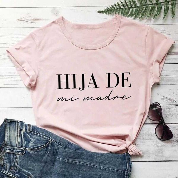 

hija de mi women spanish shirts madre summer casual oneck pullovers short, White