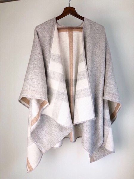 

women cashmere poncho cape scarf wrap winter outerwear body warmer, Blue;gray