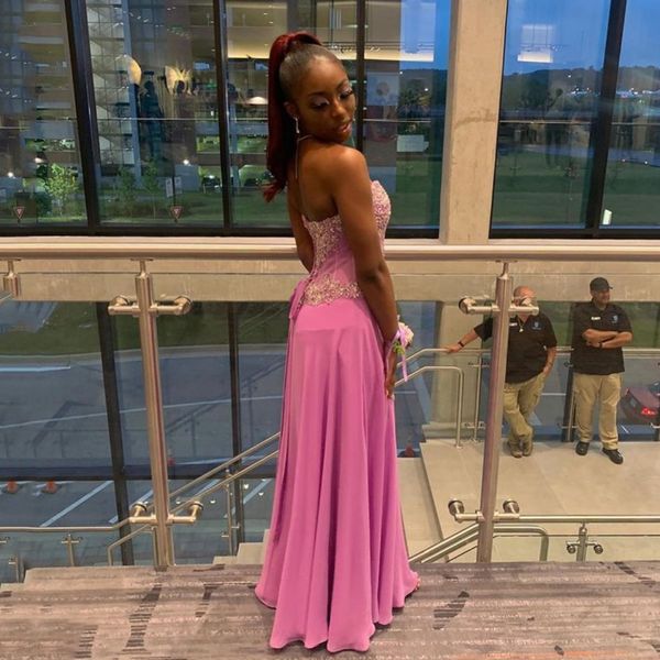 

appliques chiffon prom dresses black girl 2023 strapless robe de soiree femme floor length party gowns custom-made