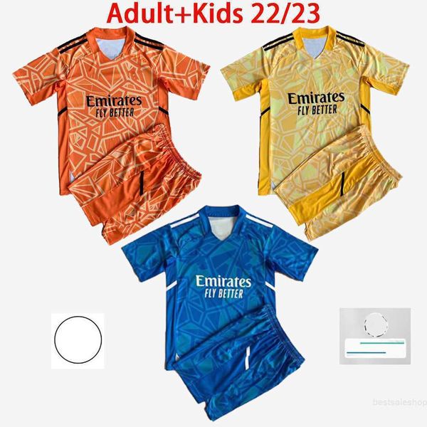 

kids kit sets 2022 2023 goalkeeper soccer jerseys #32 ramsdale #1 leno boys suit saka white tavares smith rowe pepe thomas adults 22, Black