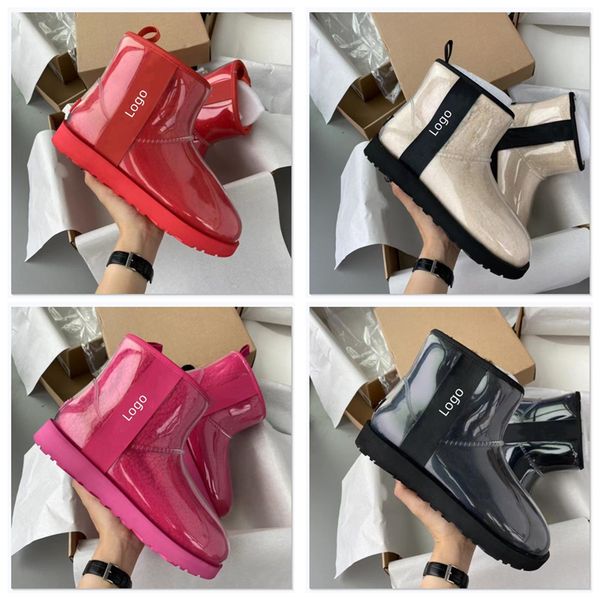 

2023 new australian natural sheepskin snow boots for women waterproof sheepskin transparent boots for women, Black