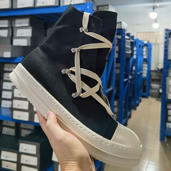 

ro man high shoes women canvas sneakers black lace up boots custom oversized size 34-48 winter season unique shoelace design