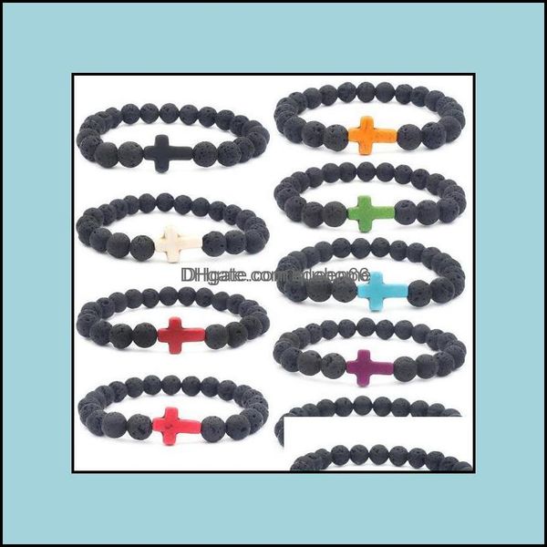 

charm bracelets charm bracelets jewelry natural black lava stone cross bracelet diy aromatherapy essential oil diffuser for women me otndp, Golden;silver