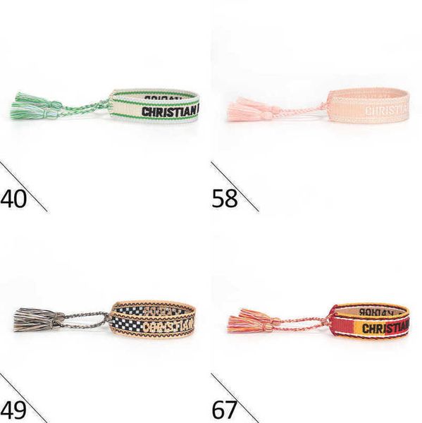 

women fashion luxury bracelets brand bangle d designer jewelry bohemian female embroidered letter hand woven tassel rope bracelet men girl f, Black