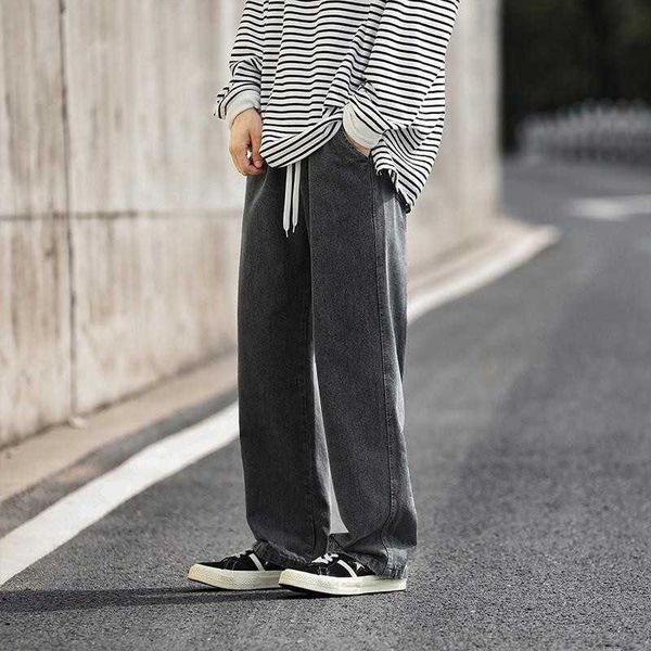 

jeans men's loose straight high street vibe pants fashion brand spring and autumn wide leg casual, Blue