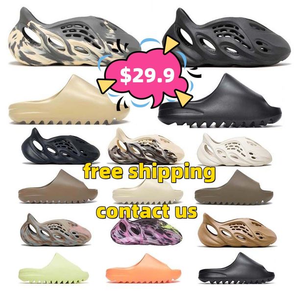 

designer slide sandals slippers men women cream clay slides shoes ochre vermillion mxt moon gray mx mineral blue bone white pure resin slide, Black