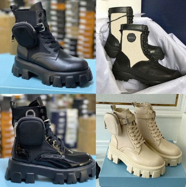 

men women designers rois boots ankle martin boots and nylon boot military inspired combat boots nylon bouch attached to the ankle large size, Black