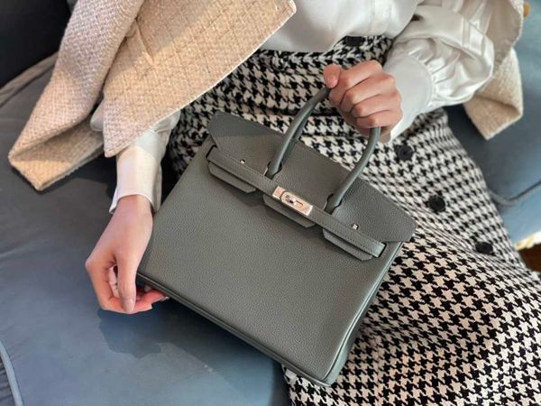 

original designer fashion leather berkins bags h home 2023 new togo lychee pattern hand-made wax thread sewing hand shows temperament