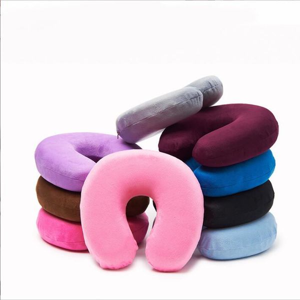 

u-shaped pillow car plane travel portable neck rest u-shap pillows multifunction memory foam soft short plush nap pillows slow recovery spon