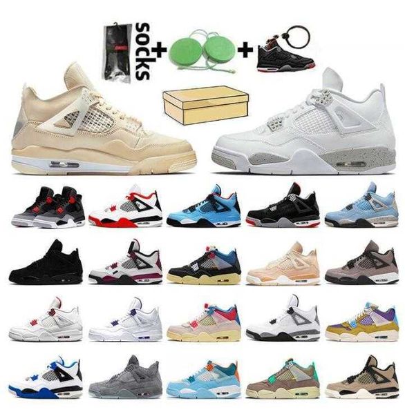 

50color with box jumpman 4 sail white oreo mens jorden basketball shoes 4s fire red infrared shimmer travis trainers black cat university
