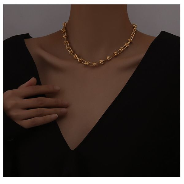 

european and american retro gold female bracelet necklace cool personality knotting thorn chain fashion girl party gift ac431, Silver