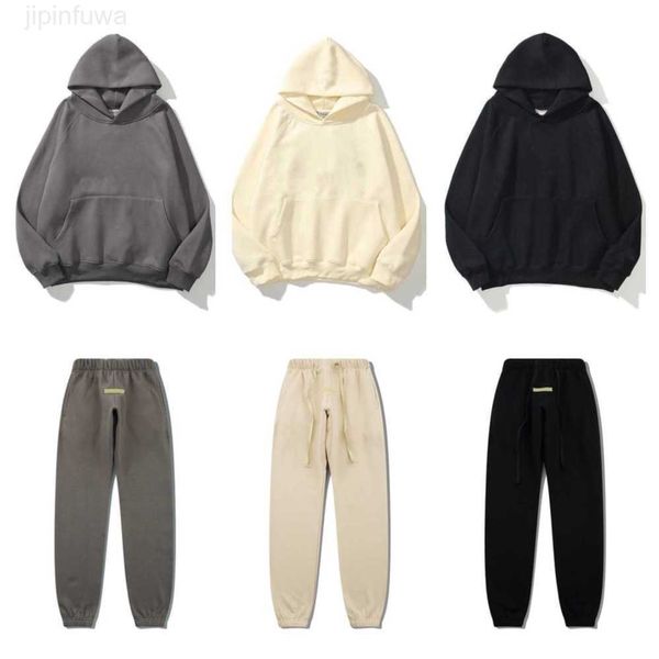 

essentials hoodies hooded for mens plush thickened fog god of fear double thread ess zipper shirt 1977 flocked and womens sthr, Black