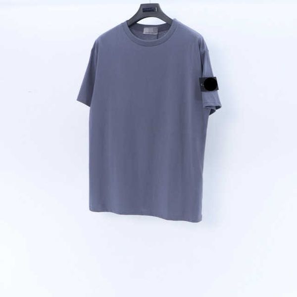 

2021 stone spring island men trendy cotton t-shirt men casual long sleeve couple loose o-neck male short sleeve t-shirt 022622, White;black