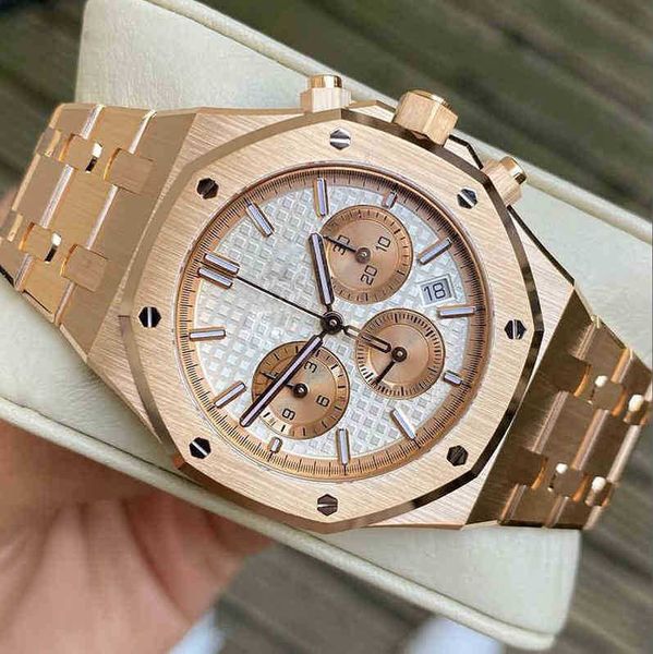 

multi-function manual men dial watches 42mm scanning movement chronograph stainless steel making fashion mens wristwatch, Slivery;brown