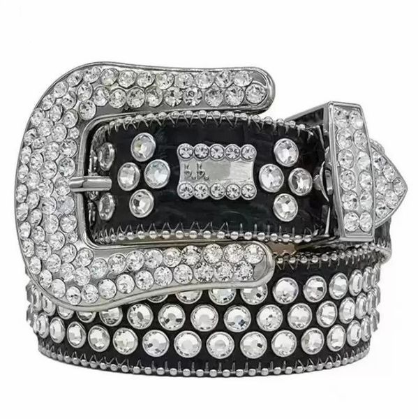 2022 Designer Bb Belt Simon Belts for Men Women Shiny diamond belt Black on Black Blue white multicolour with bling rhinestones as gift. Rhinestones as gift