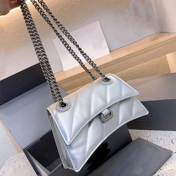 

Woman Pleated Hourglass Bags designer bags luxury crocodile crossbody shoulder bag alligator handbag purse pochette Two Chains corss body small 5A, Box(could get damaged)